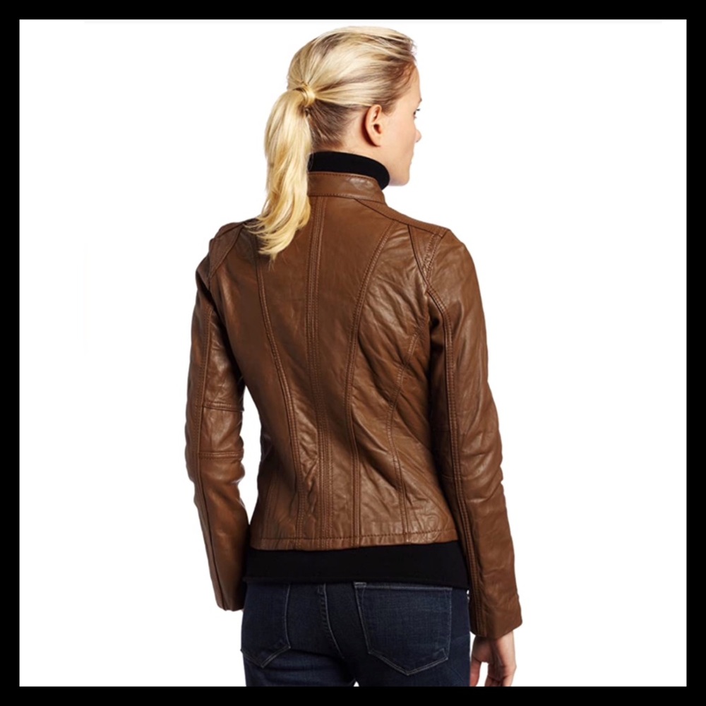 Michael Kors Lambskin Leather Motorcycle Jacket - Picture 3 of 6